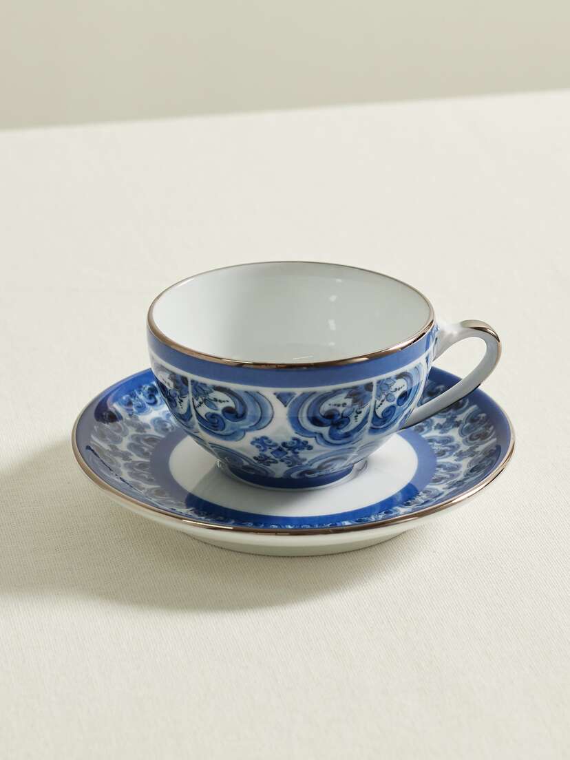 Dolce & Gabbana Printed Porcelain Tea Cup And Saucer Set