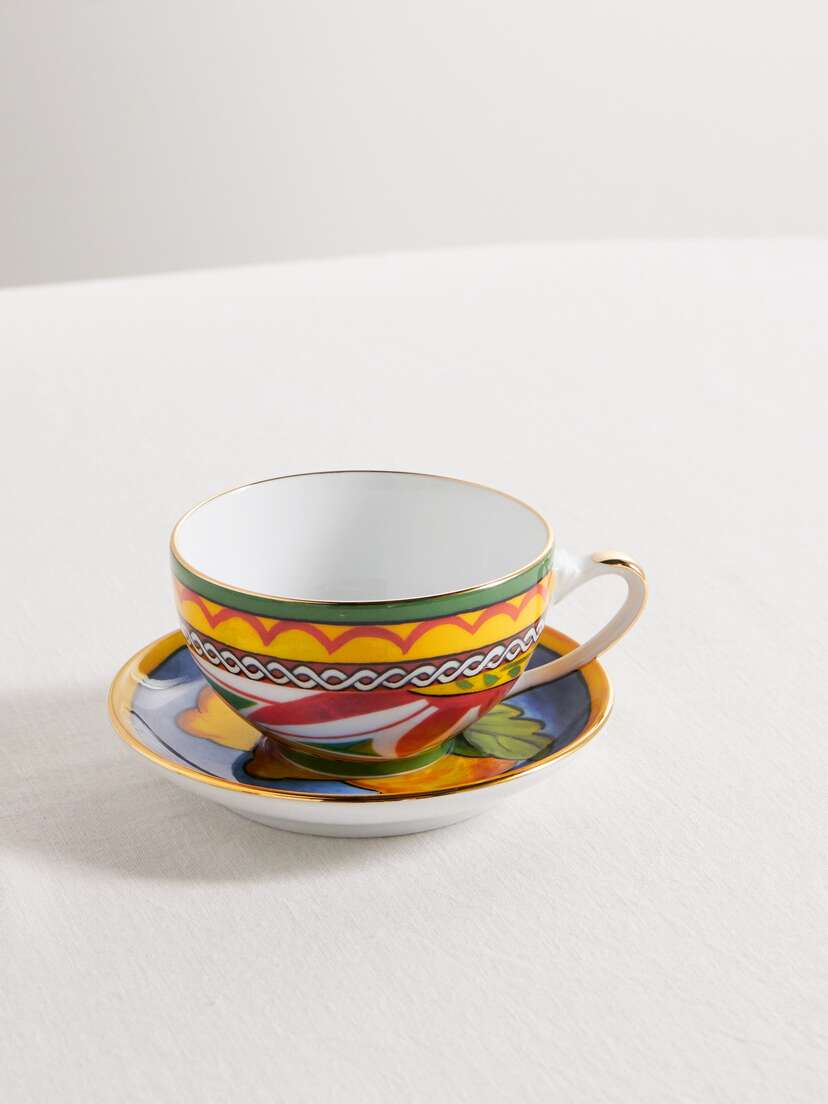 Dolce & Gabbana Printed Porcelain Tea Cup And Saucer Set