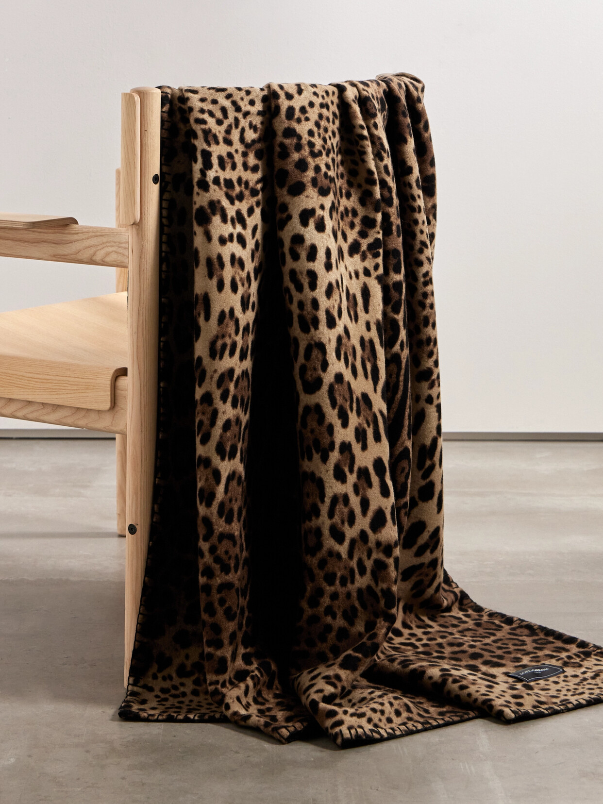 Dolce & Gabbana Leopard-print Wool And Silk-blend Blanket In Brown