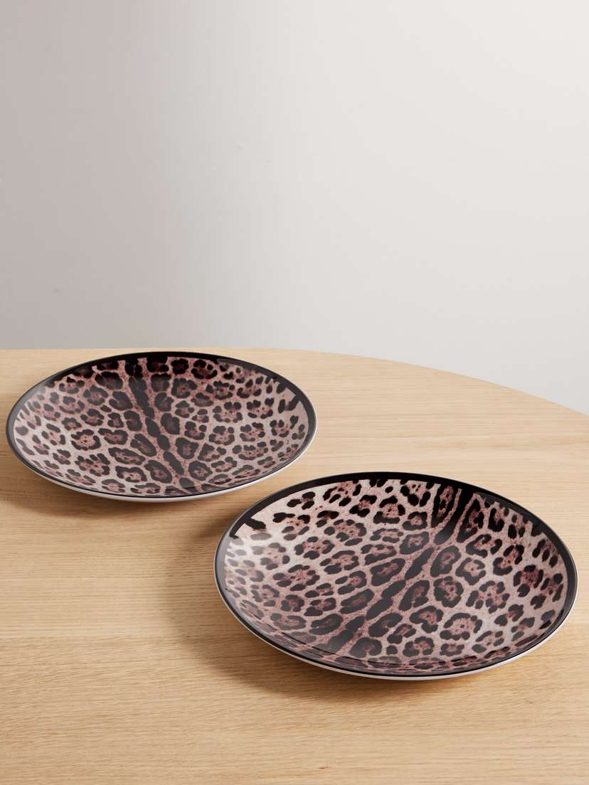 Dolce & Gabbana Set Of Two Leopard-print Porcelain Dinner Plates
