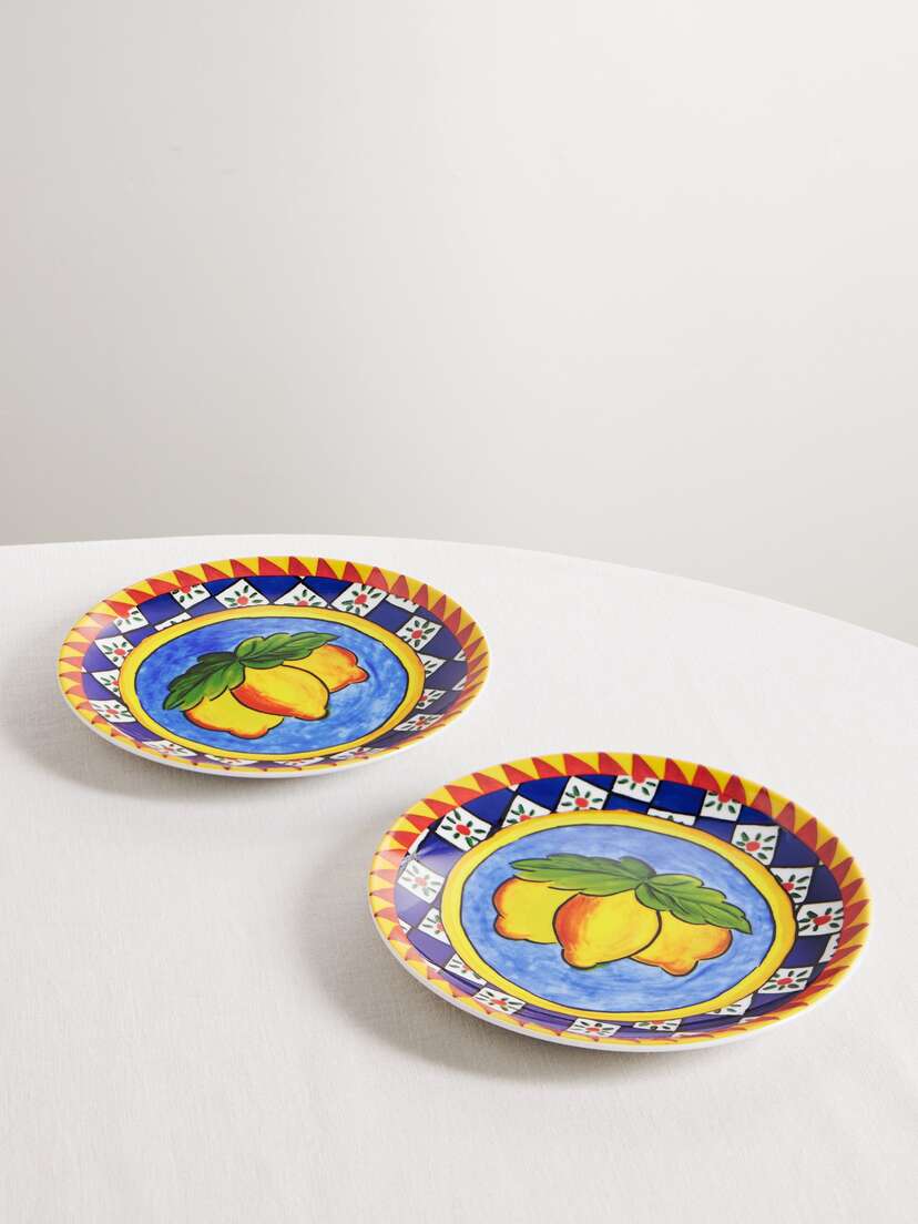 Dolce & Gabbana Set Of Two Painted Porcelain Dessert Plates