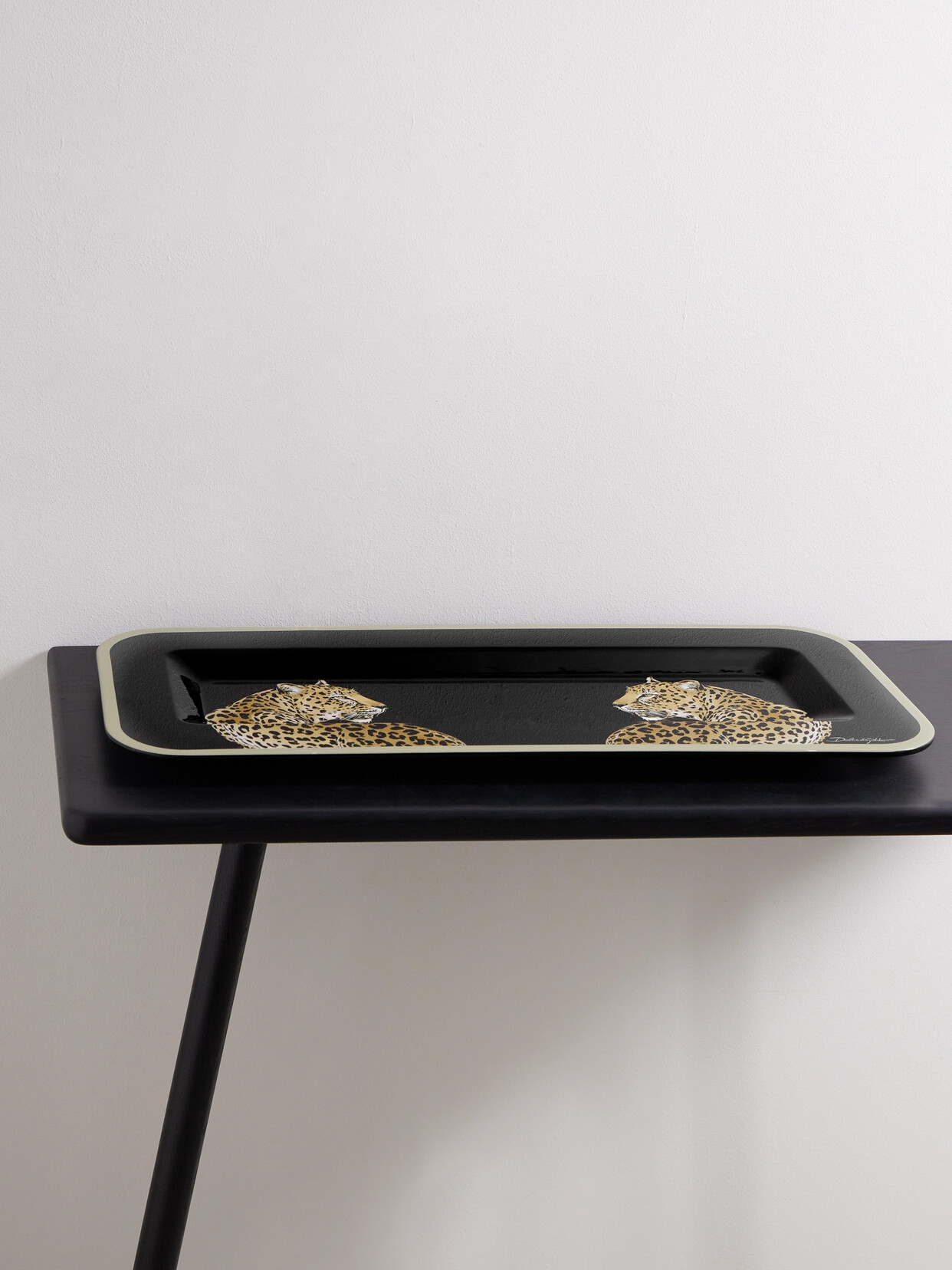 Dolce & Gabbana Small Printed Wood Tray In Black