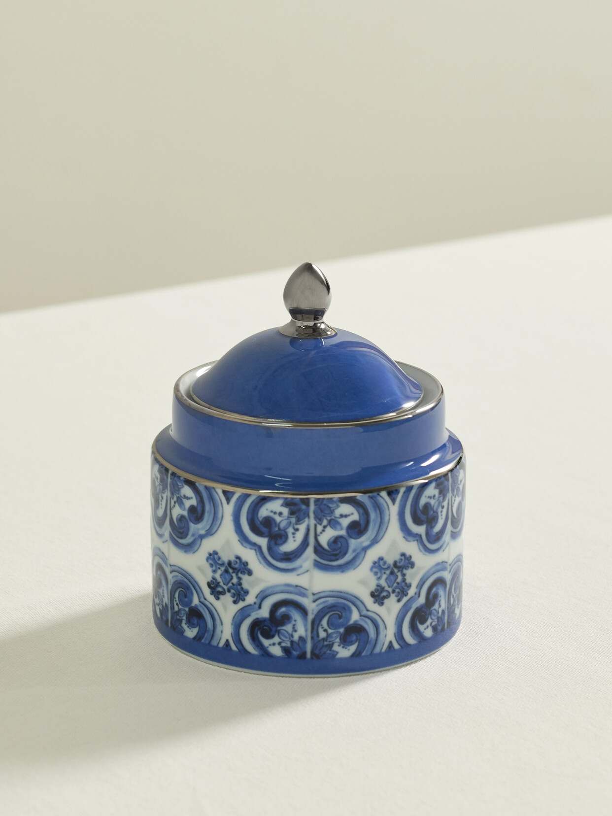 Dolce & Gabbana Printed Porcelain Sugar Bowl In Blue