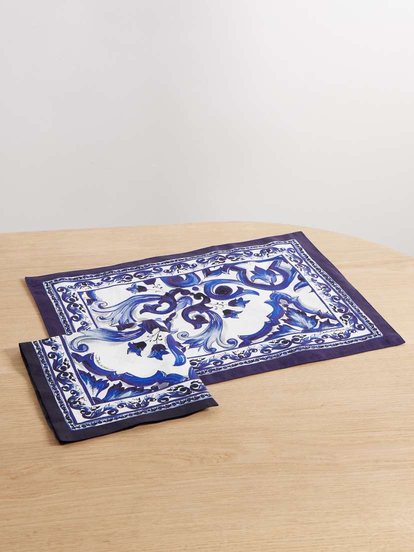 Dolce & Gabbana Printed Linen Placemat And Napkin Set