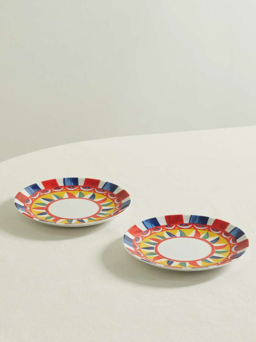 Dolce & Gabbana Set Of Two Printed Porcelain Dessert Plates