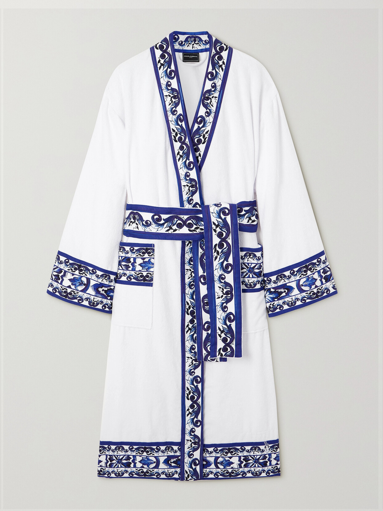 Dolce & Gabbana Printed Cotton-terry Robe In White