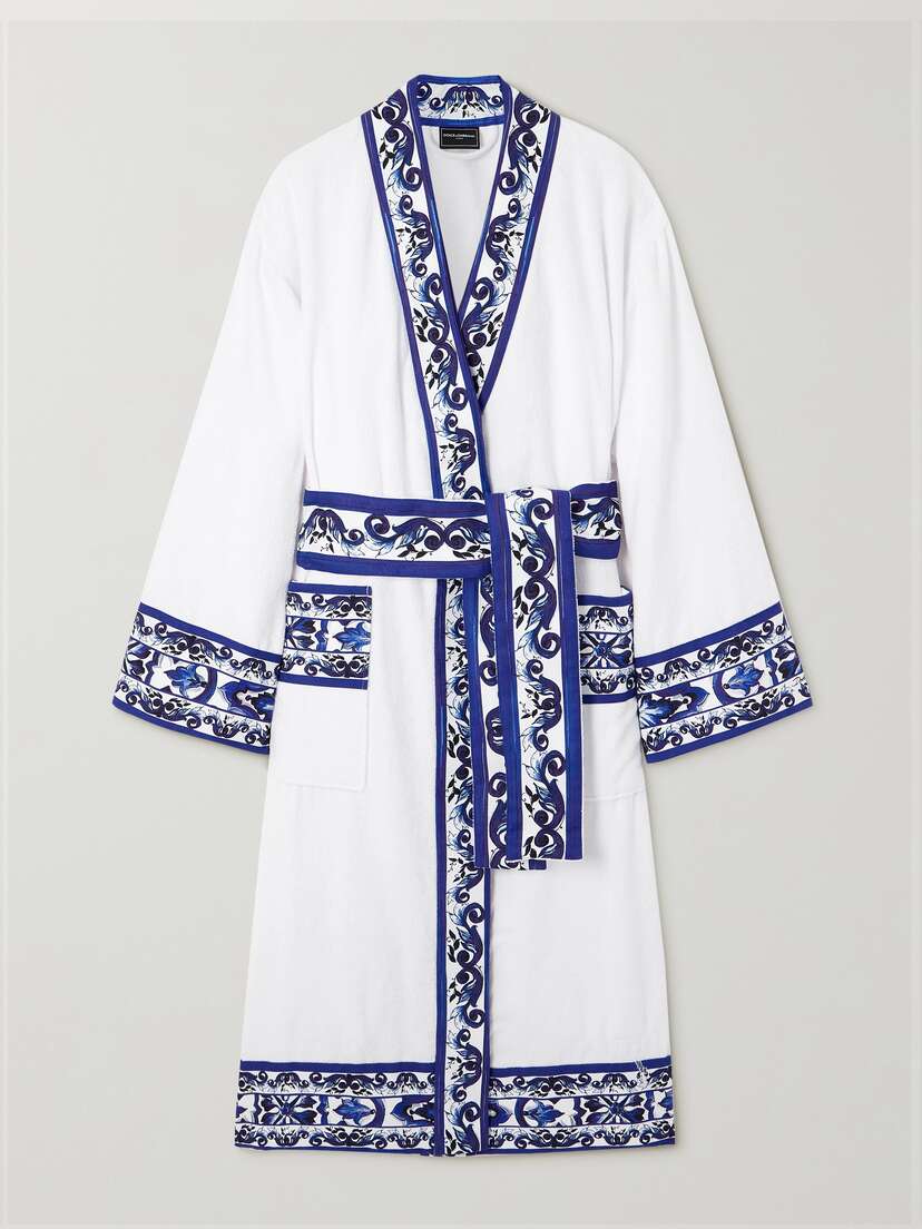 Dolce & Gabbana Printed Cotton-terry Robe - x large