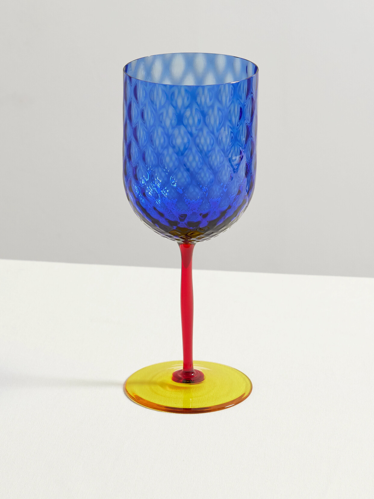 Dolce & Gabbana Color-block Murano Red Wine Glass In Blue