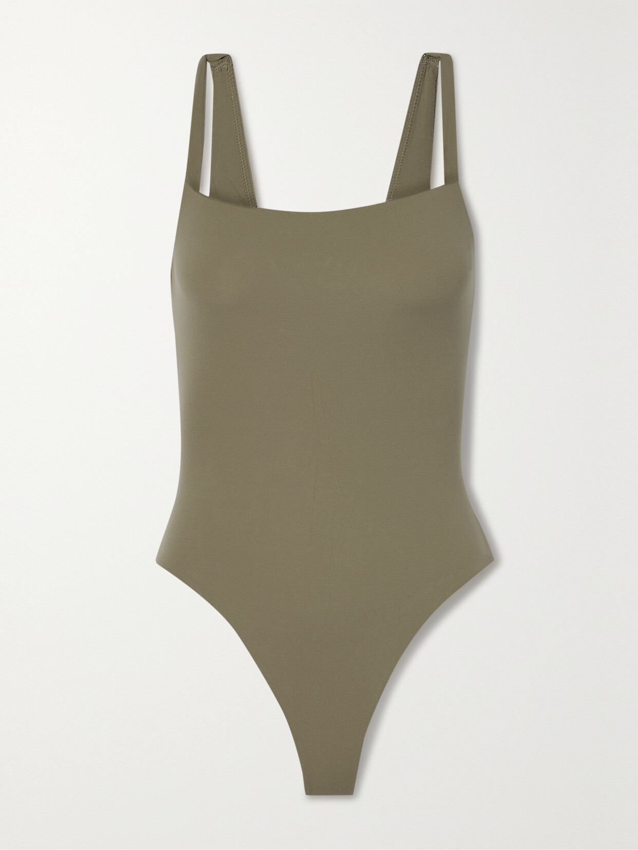 Skims Fits Everybody Square Neck Bodysuit In Green