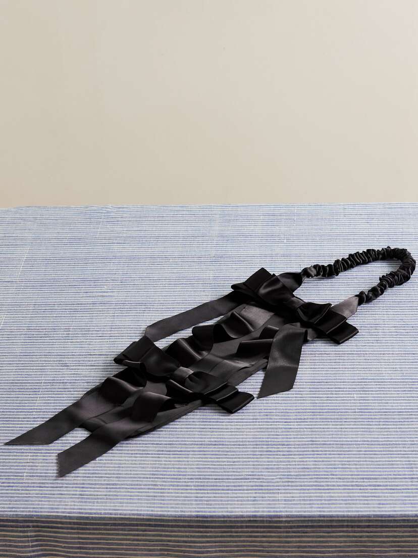 Gohar World Bow-embellished Satin Baguette Pouch