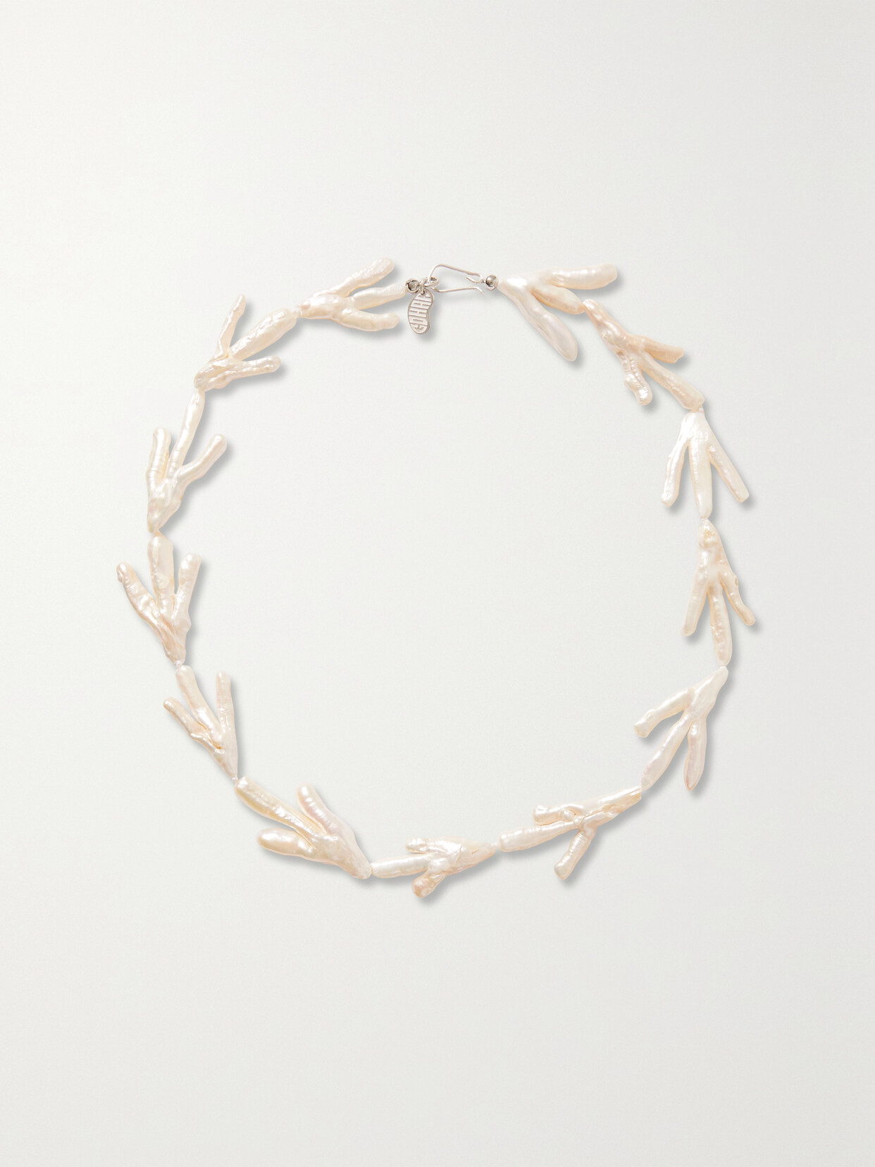 Gohar World Host Sterling Silver, Pearl And Silk Necklace In Off-white