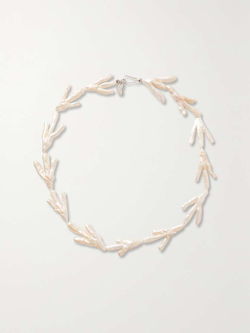 Gohar World Host Sterling Silver, Pearl And Silk Necklace