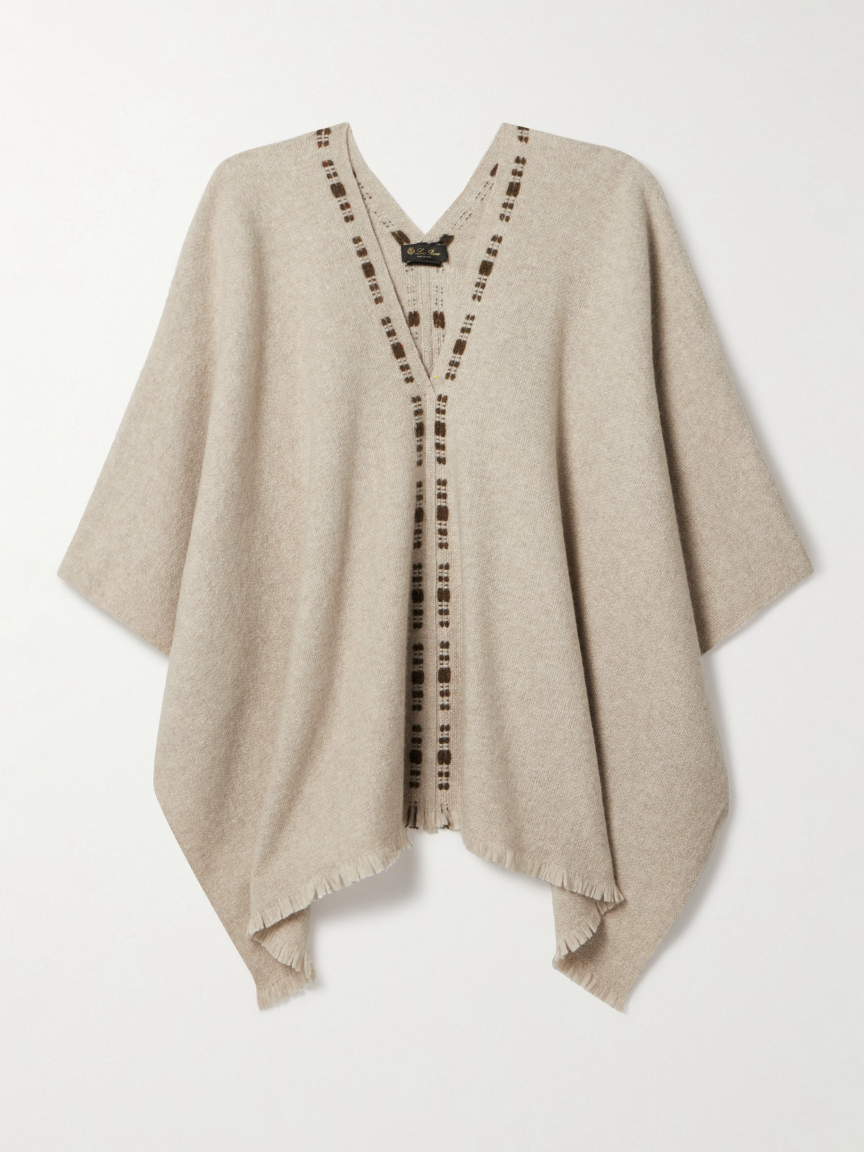 Loro Piana Frayed Cashmere And Silk-blend Poncho In Cream