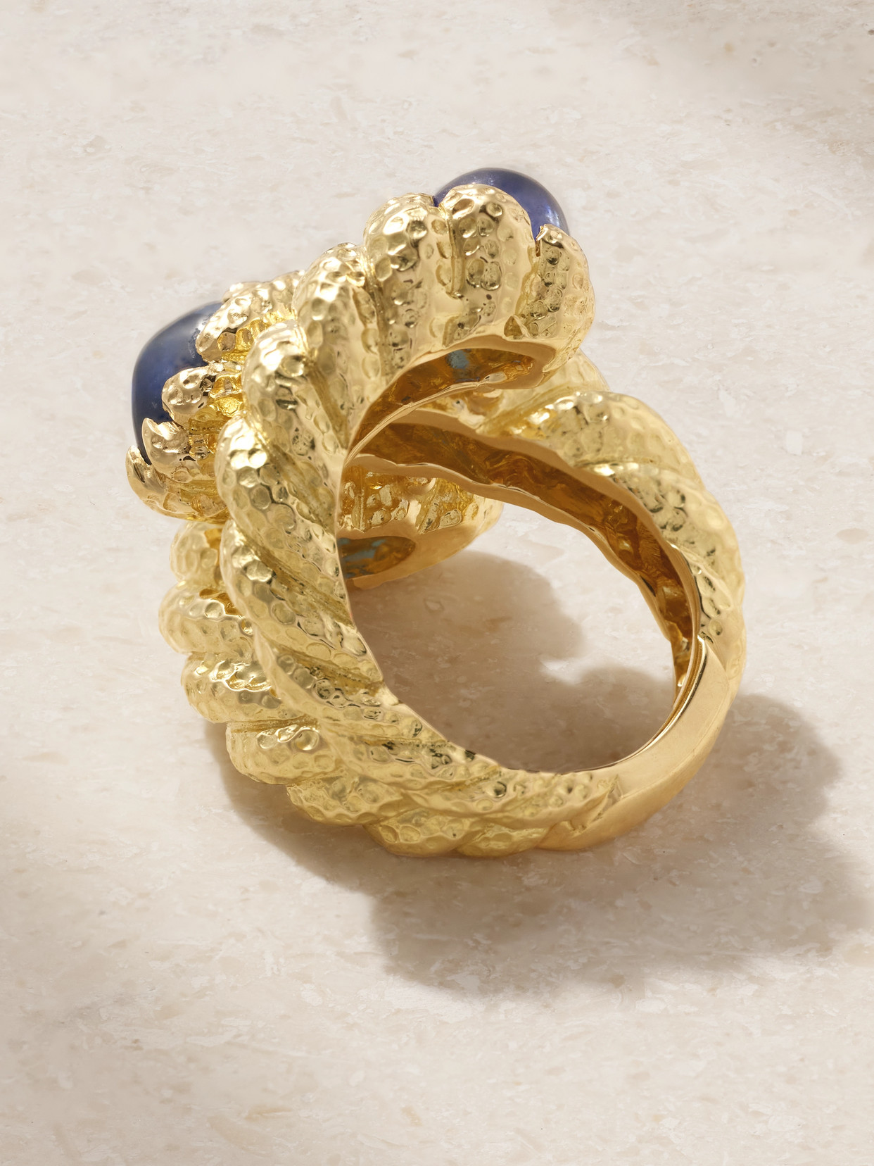 Shop David Webb Triple Rope 18-karat Gold Sapphire Ring