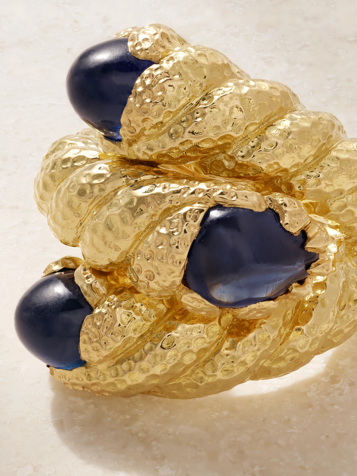 David Webb Triple Rope 18-karat Gold Sapphire Ring In Gold