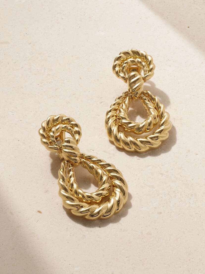 DAVID WEBB Lasso 18-karat Gold Clip Earrings