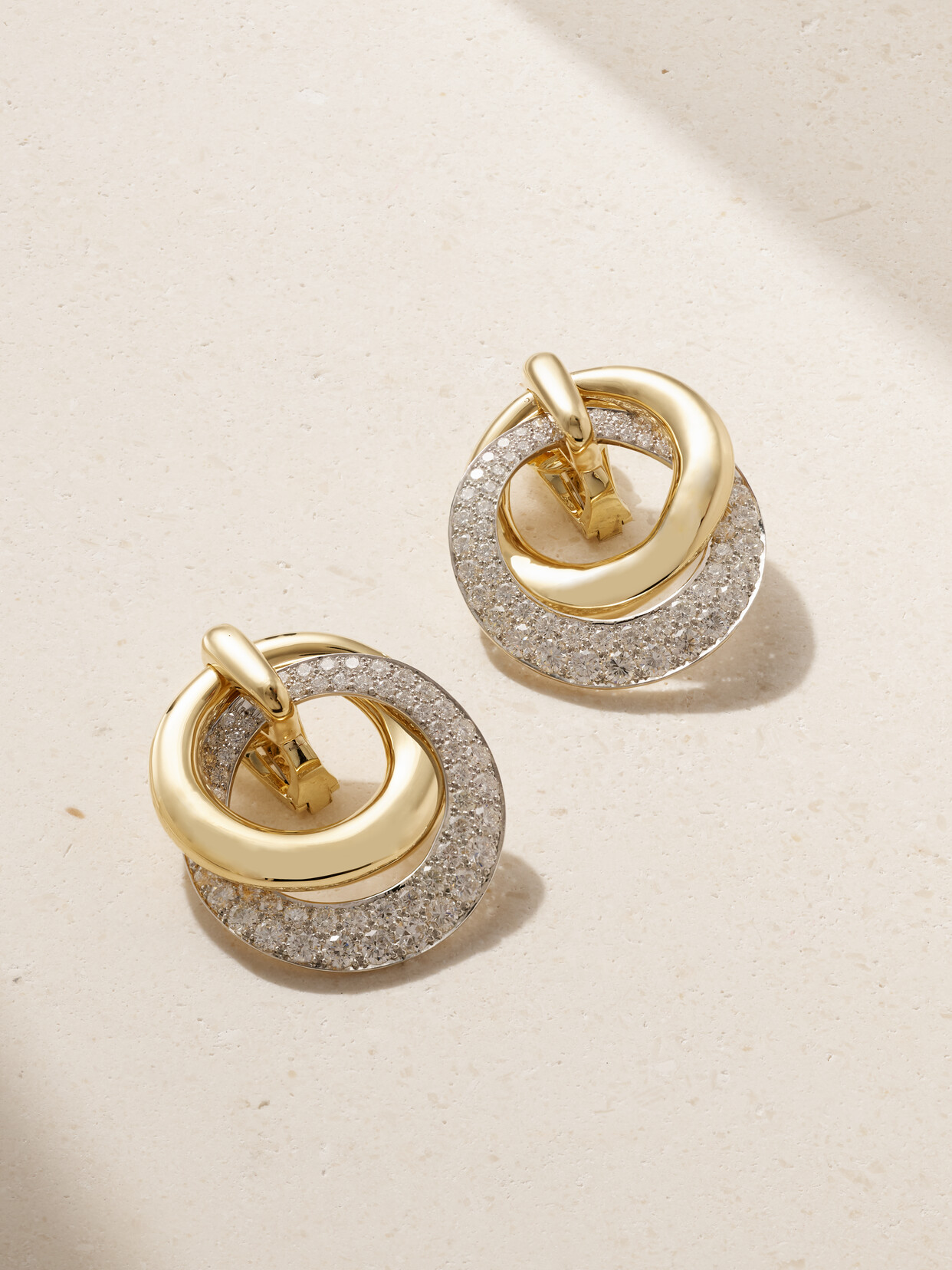 David Webb 18-karat Gold, Platinum And Diamond Clip Earrings