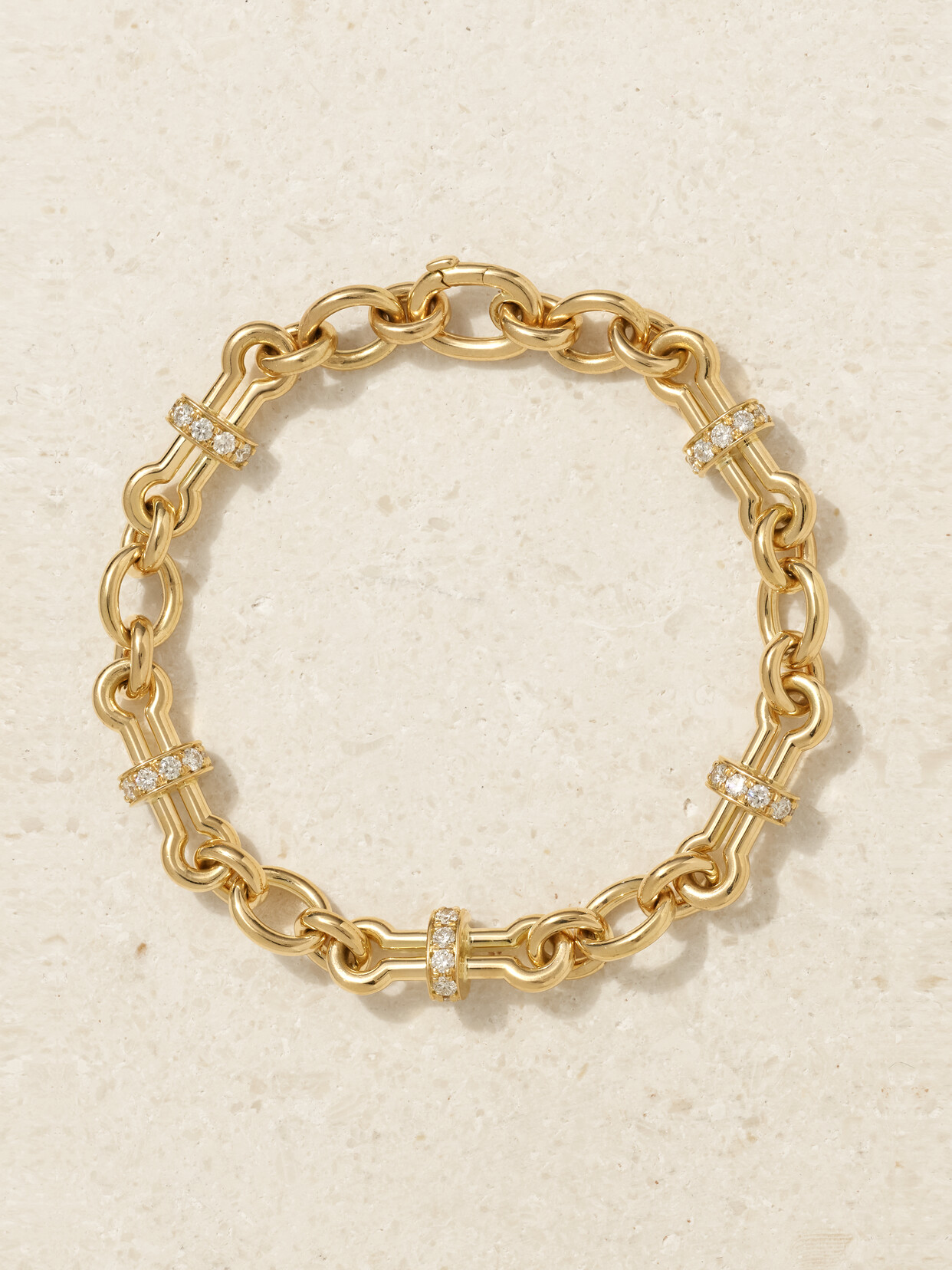 DAVID WEBB - Barbell 18-karat Gold Diamond Bracelet - One size