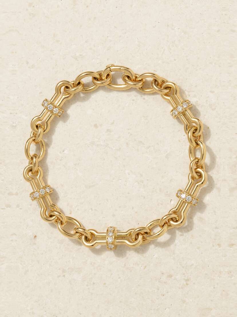DAVID WEBB Barbell 18-karat Gold Diamond Bracelet