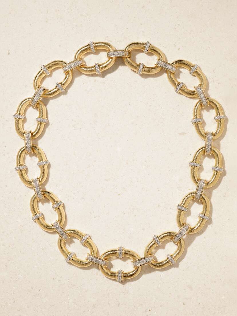 DAVID WEBB 18-karat Gold, Platinum And Diamond Necklace