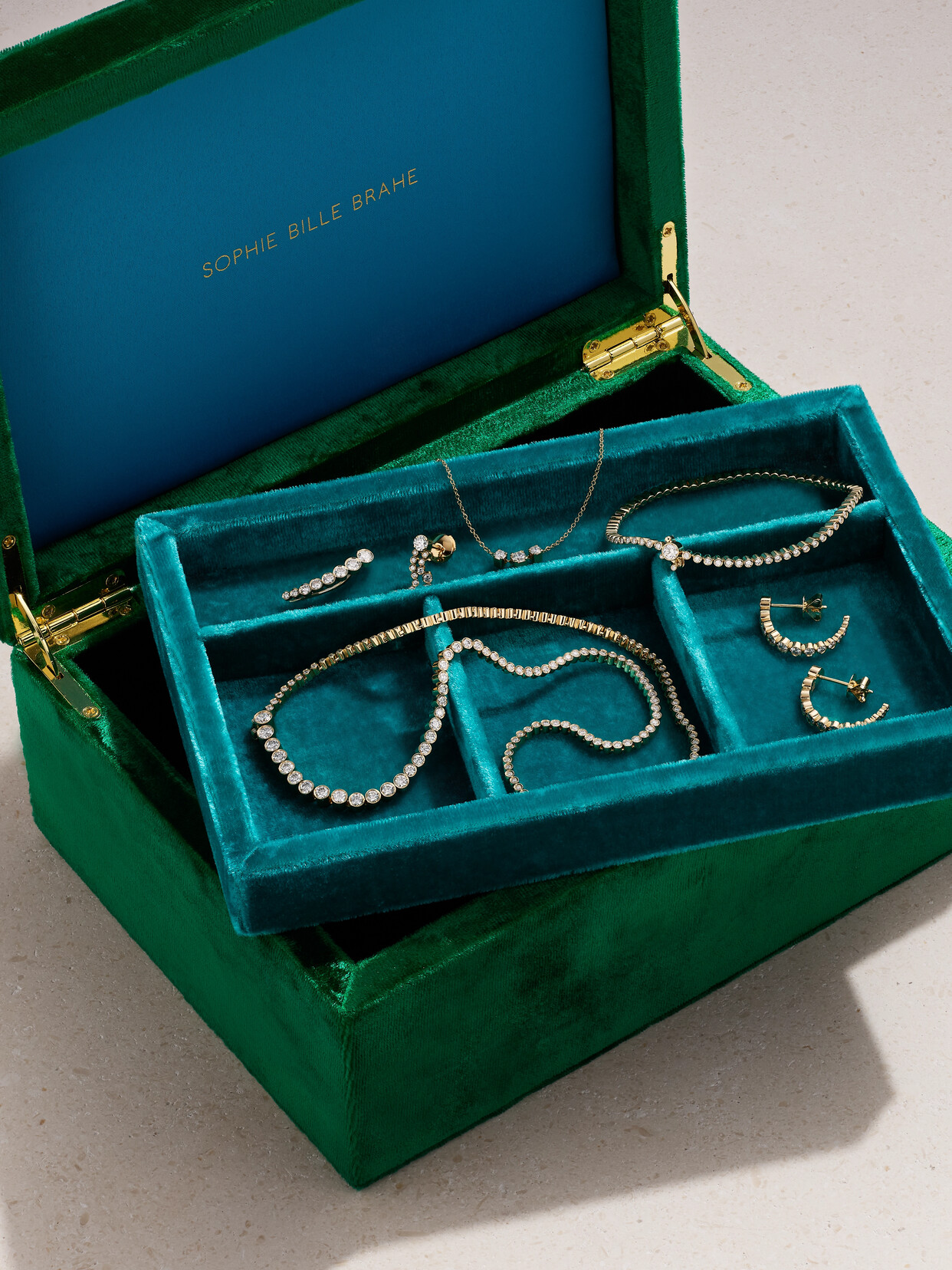 Sophie Bille Brahe - 18-karat Recycled Gold, Diamond And Velvet Jewelry Set - One size