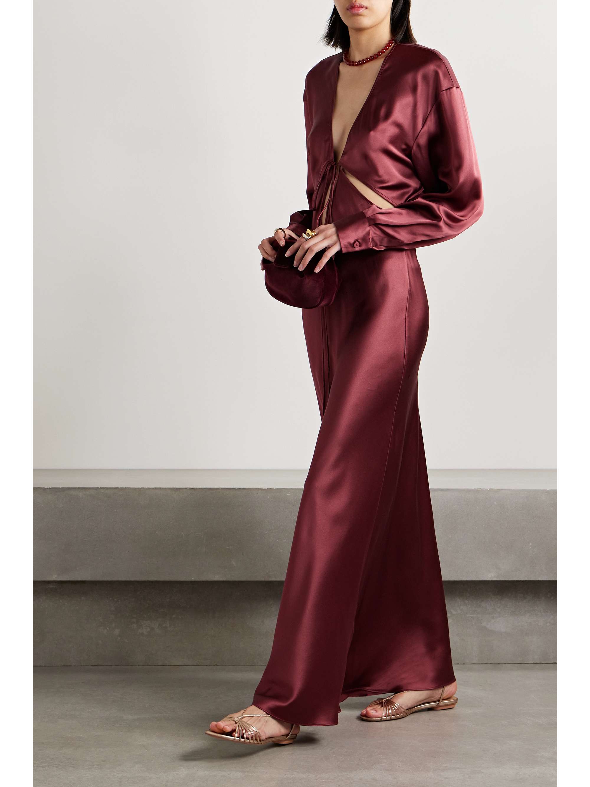 CHRISTOPHER ESBER Triquetra cutout silk-satin maxi dress | NET-A-PORTER