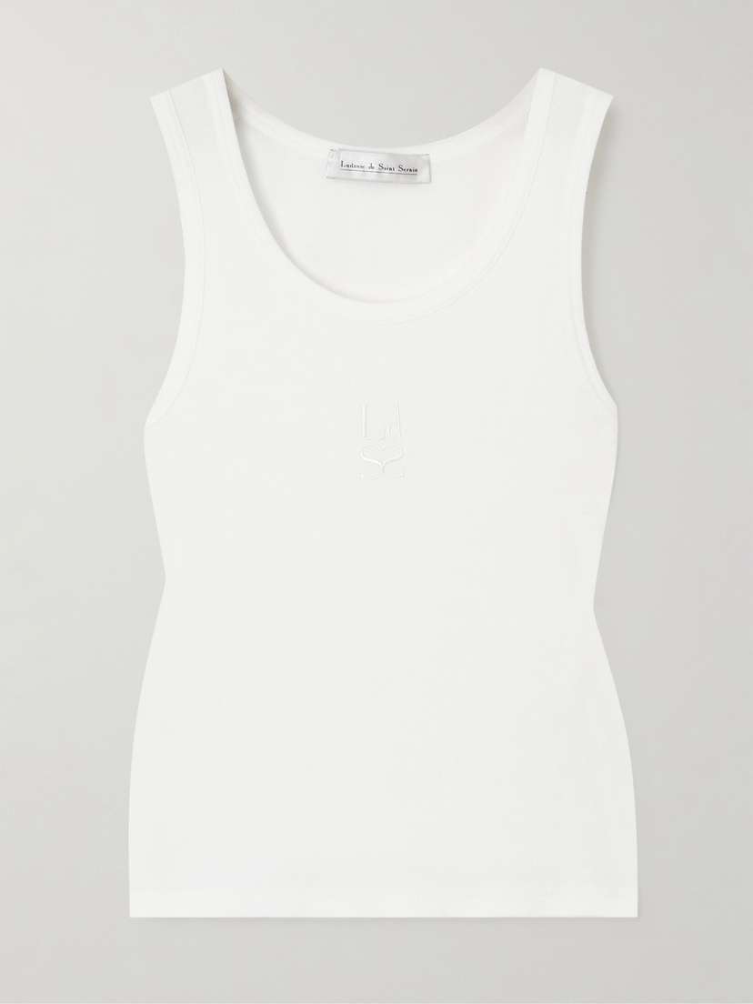 Ludovic de Saint Sernin Neo Embroidered Ribbed Stretch Organic Cotton Tank