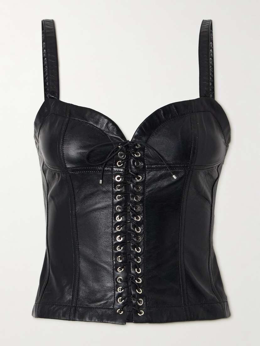 Ludovic de Saint Sernin Lace-up Leather Bustier Top
