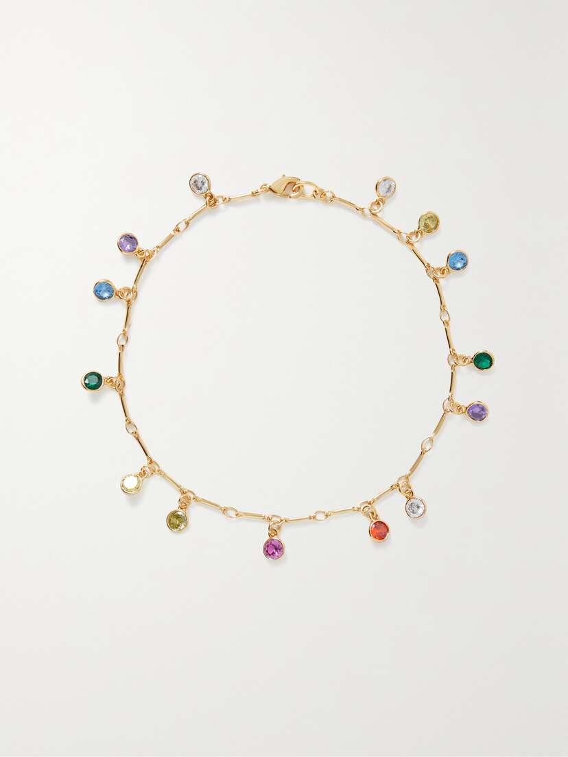 Roxanne Assoulin Rainbow Fringe Gold-tone Crystal Anklet -  - One size