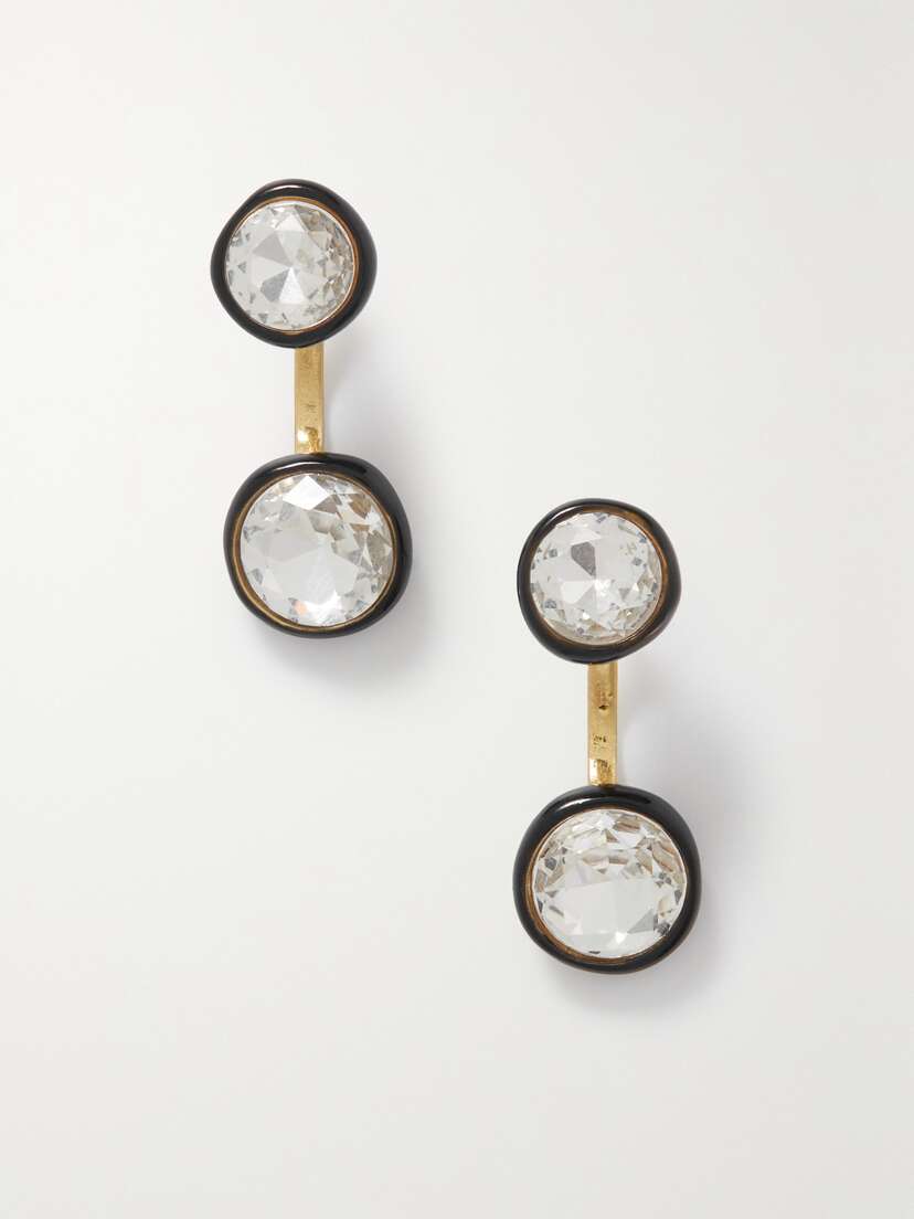 Roxanne Assoulin Convertible Gold-tone, Enamel And Crystal Earrings