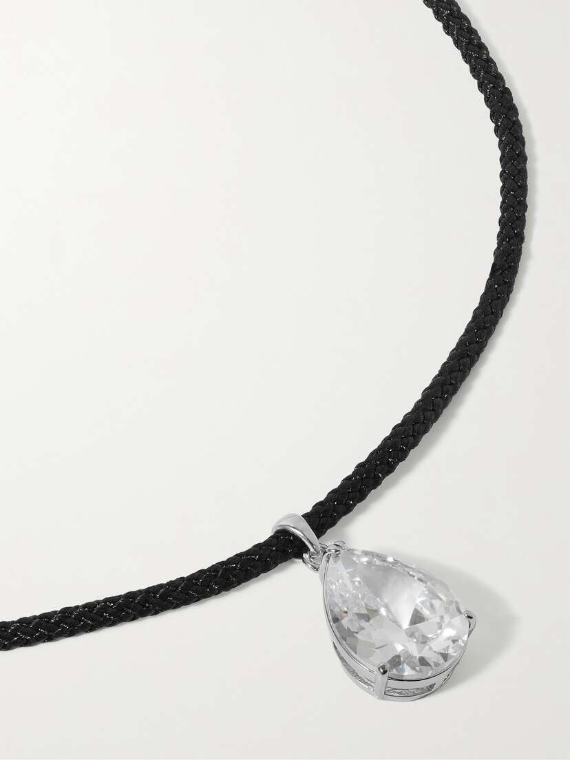 Roxanne Assoulin The Black Tie Silver-tone, Cord And Cubic Zirconia Necklace