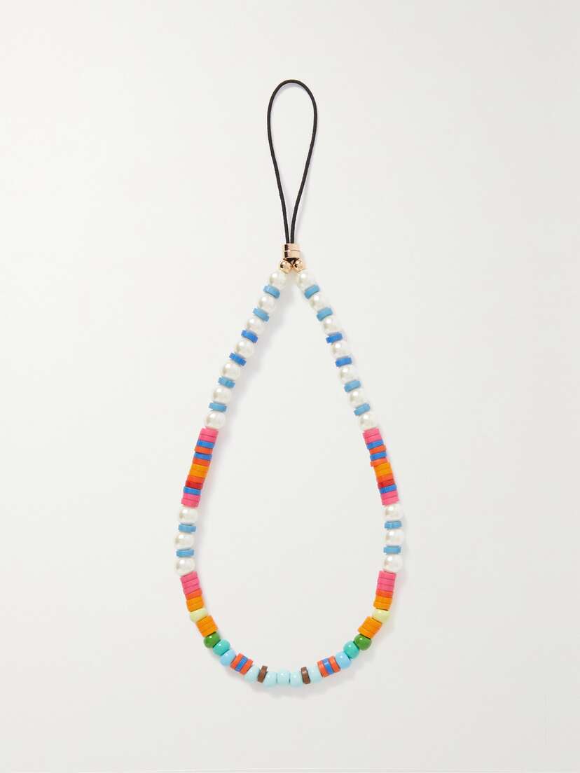 Roxanne Assoulin Happy Camper Gold-tone, Faux Pearl And Beaded Phone Charm