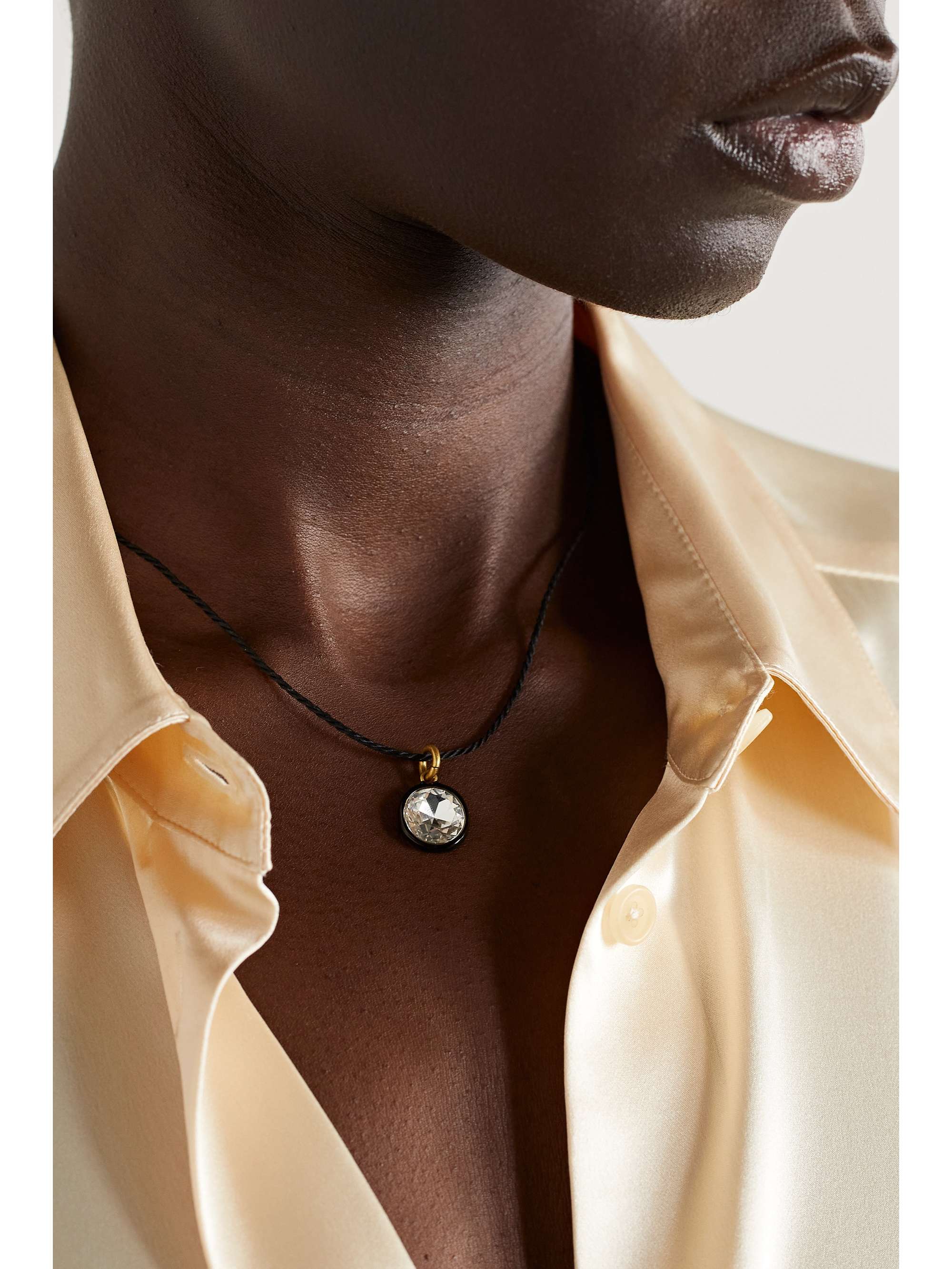 Crystal necklace on sale on black cord