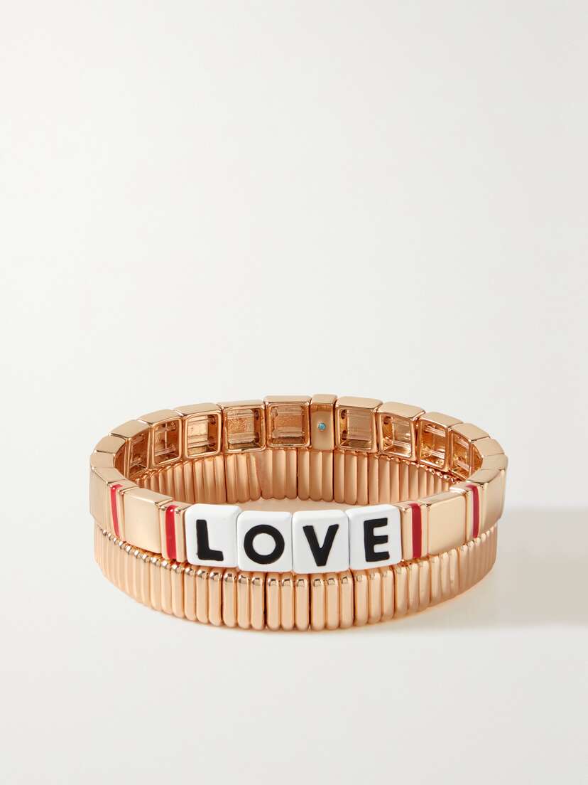 Roxanne Assoulin en Love Set Of Two Gold-tone And Enamel Bracelets