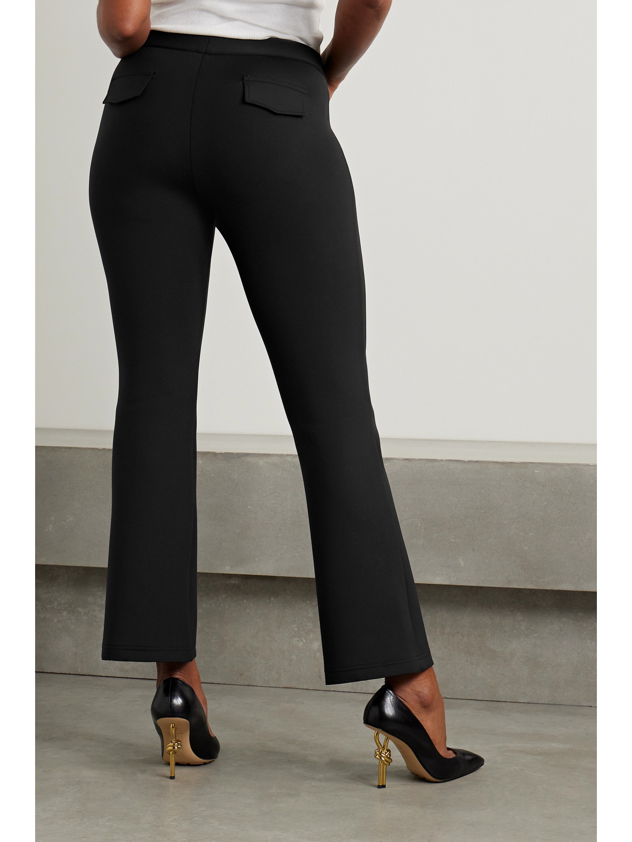 Shop Brandon Maxwell The Amber Cropped Neoprene Bootcut Pants In Black