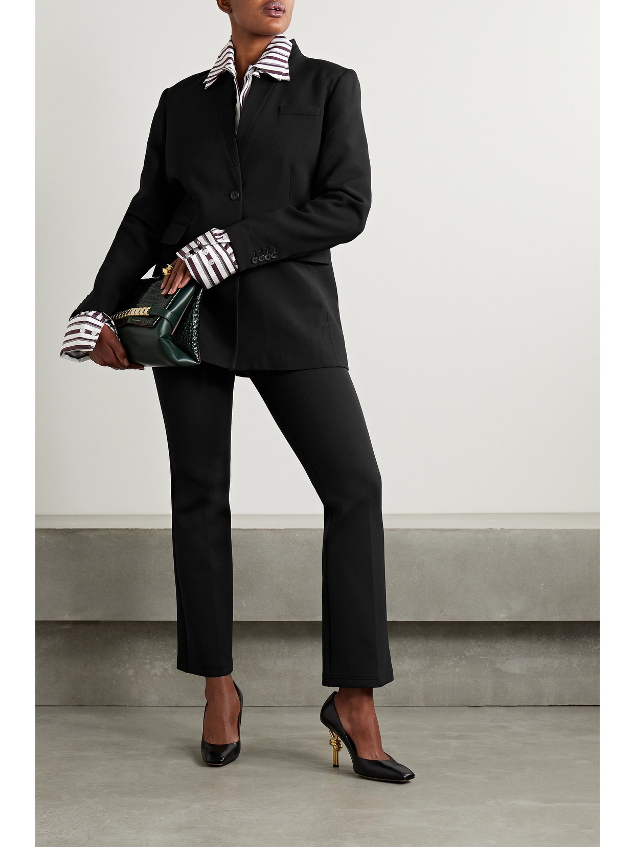 Brandon Maxwell The Amber Cropped Neoprene Bootcut Pants In Black