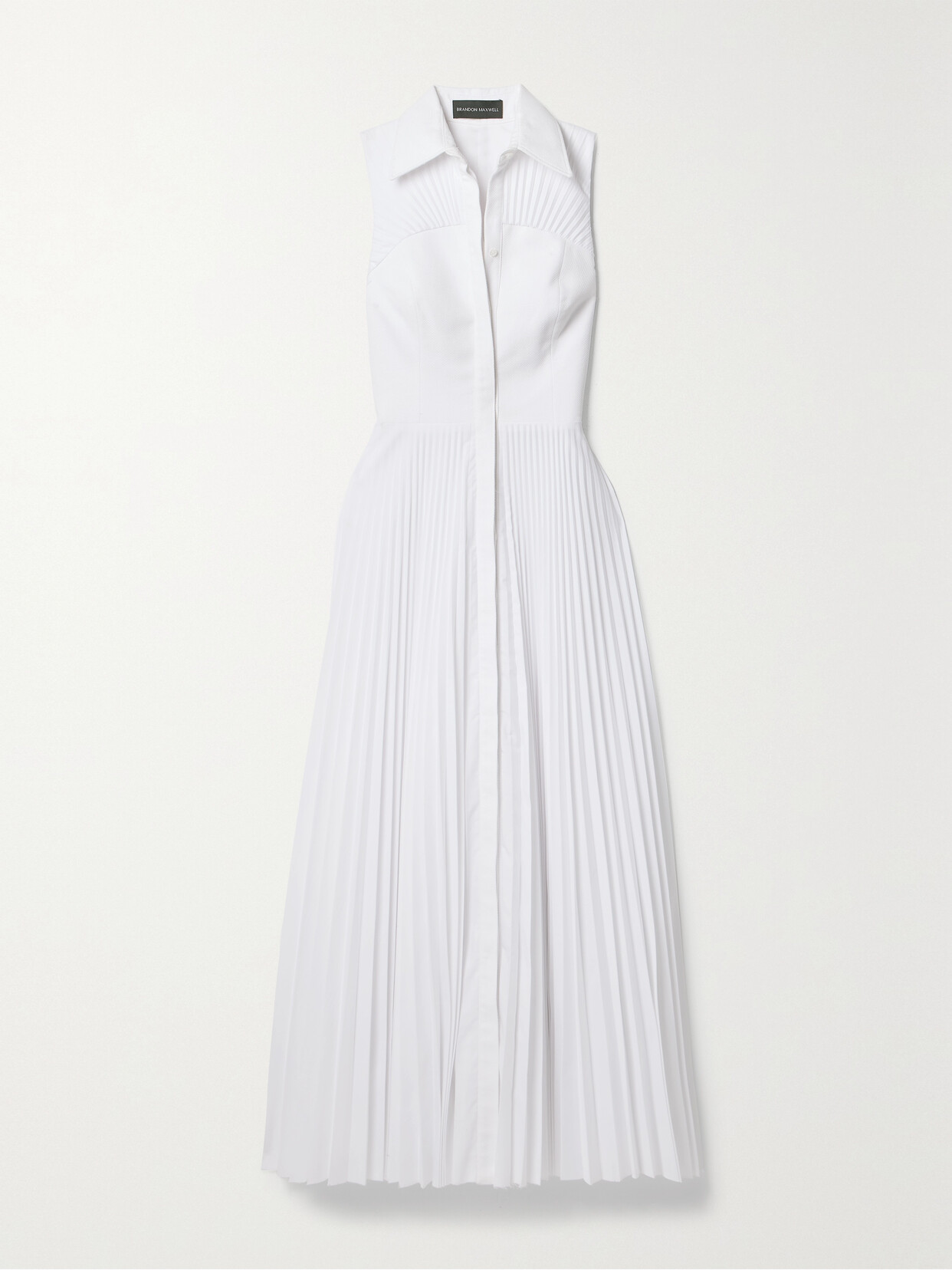 Brandon Maxwell - The Alston Pleated Poplin And Piqué Midi Dress - White