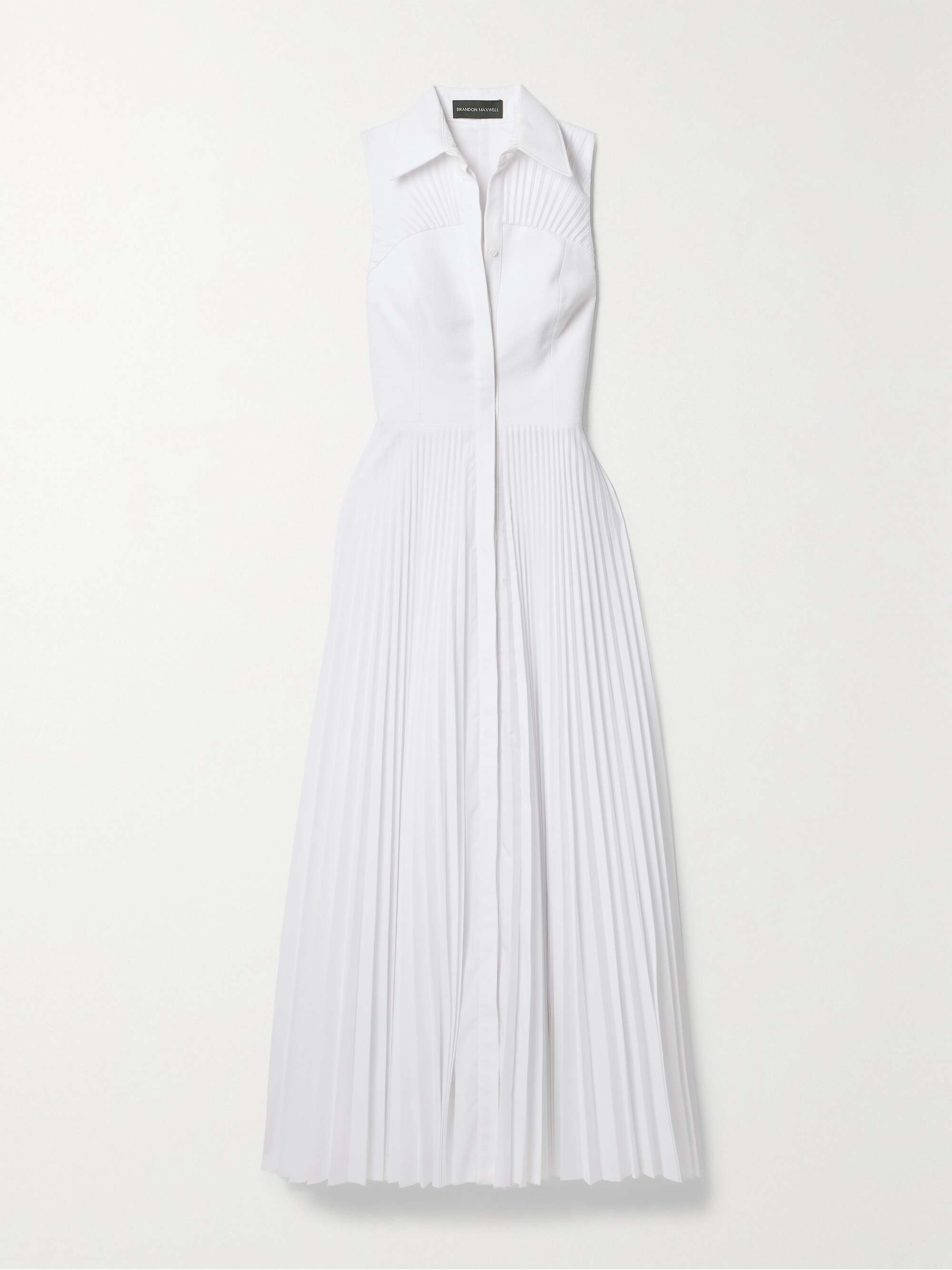 The Alston pleated poplin and piqué midi dress