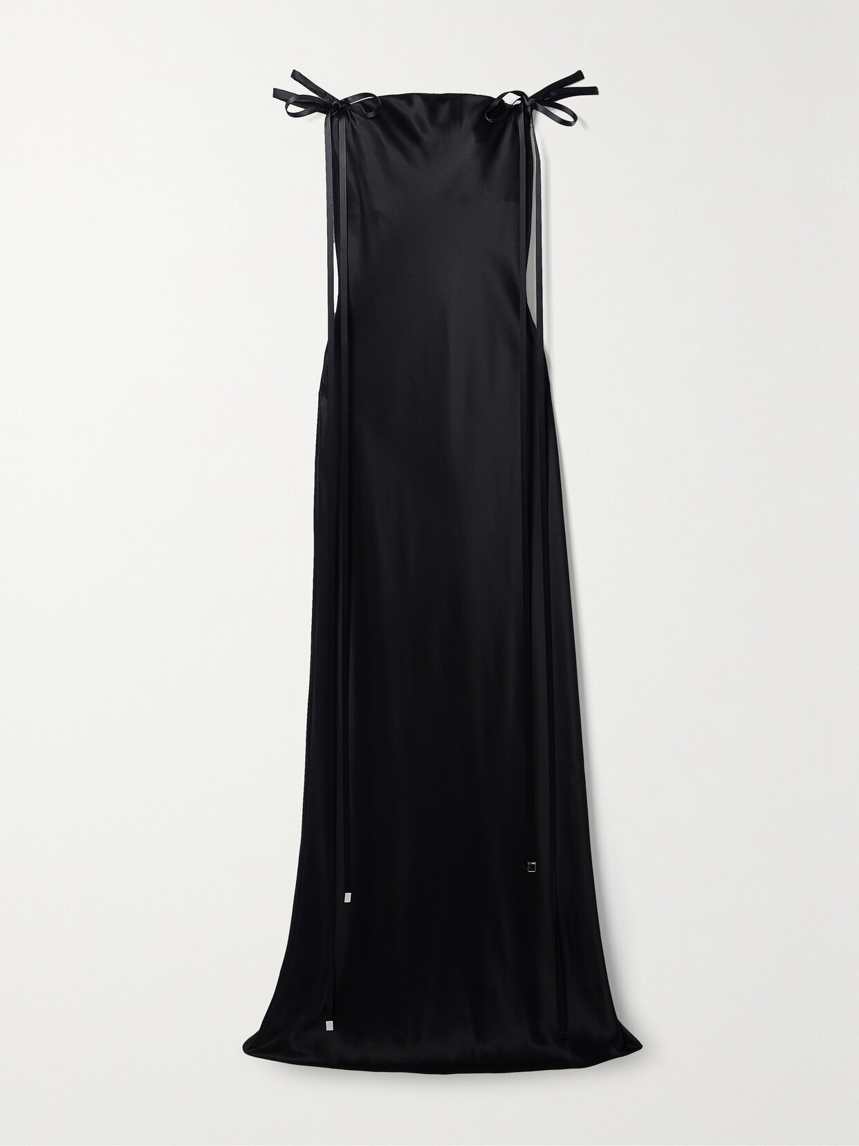 Brandon Maxwell The Emerson Tie-detailed Off-the-shoulder Silk-satin Gown In Black