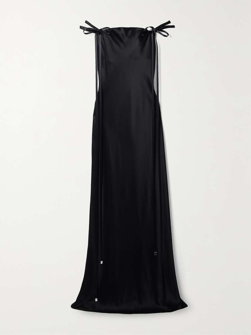 Brandon Maxwell The Emerson Tie-detailed Off-the-shoulder Silk-satin Gown
