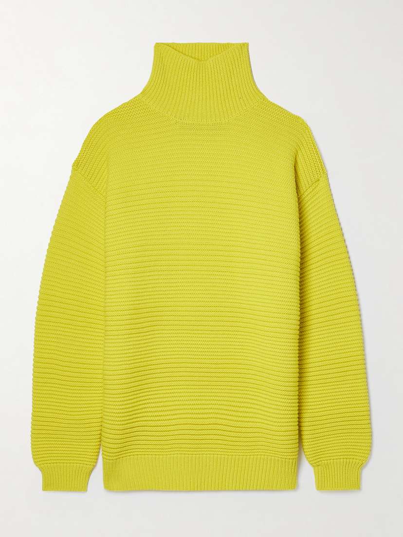 Brandon Maxwell Ribbed Wool Turtleneck Sweater