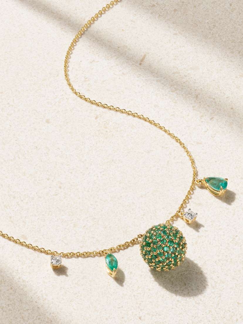 House Of Meraki 18-karat Gold, Emerald And Diamond Necklace -  - One size