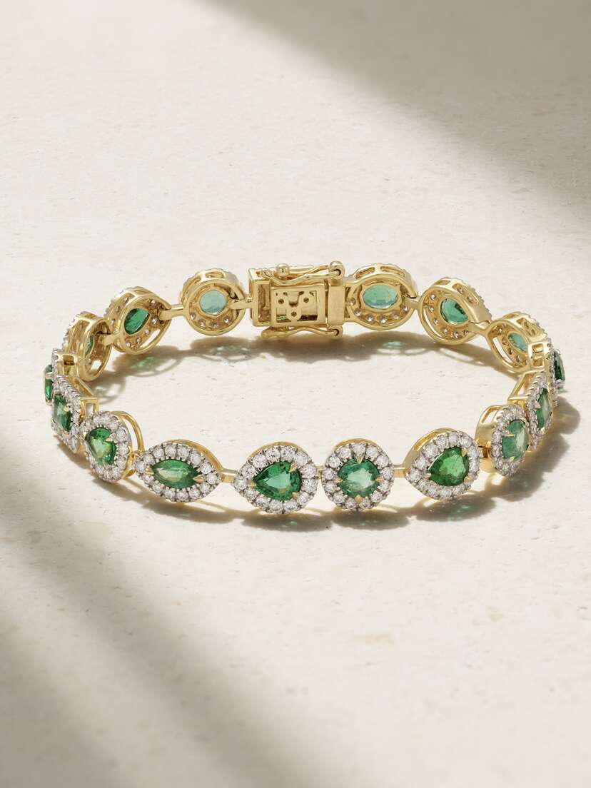 House Of Meraki Aura 18-karat Gold, Emerald And Diamond Bracelet