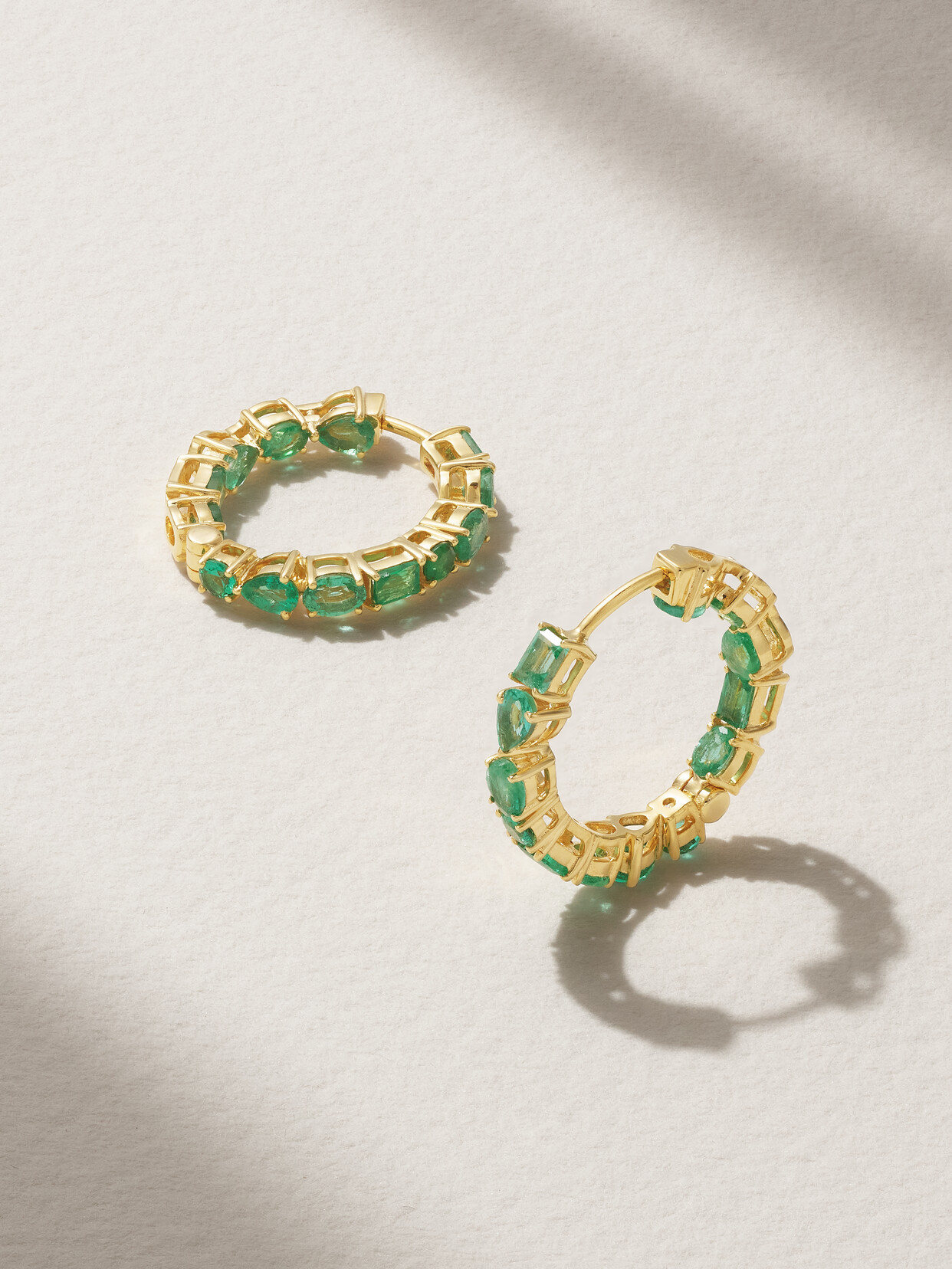 House Of Meraki - Vianna 18-karat Gold Emerald Hoop Earrings - Green