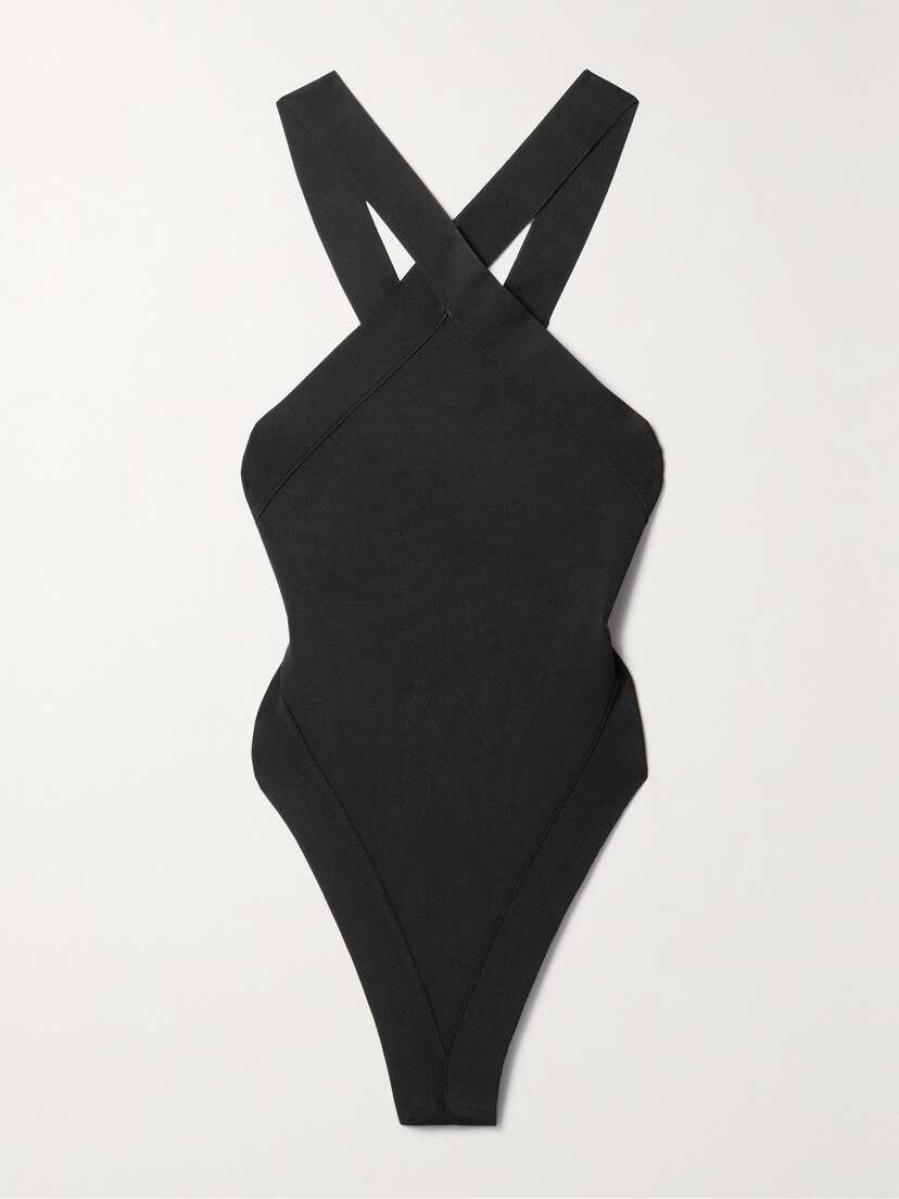 Saint Laurent Open-back Stretch-knit Thong Bodysuit