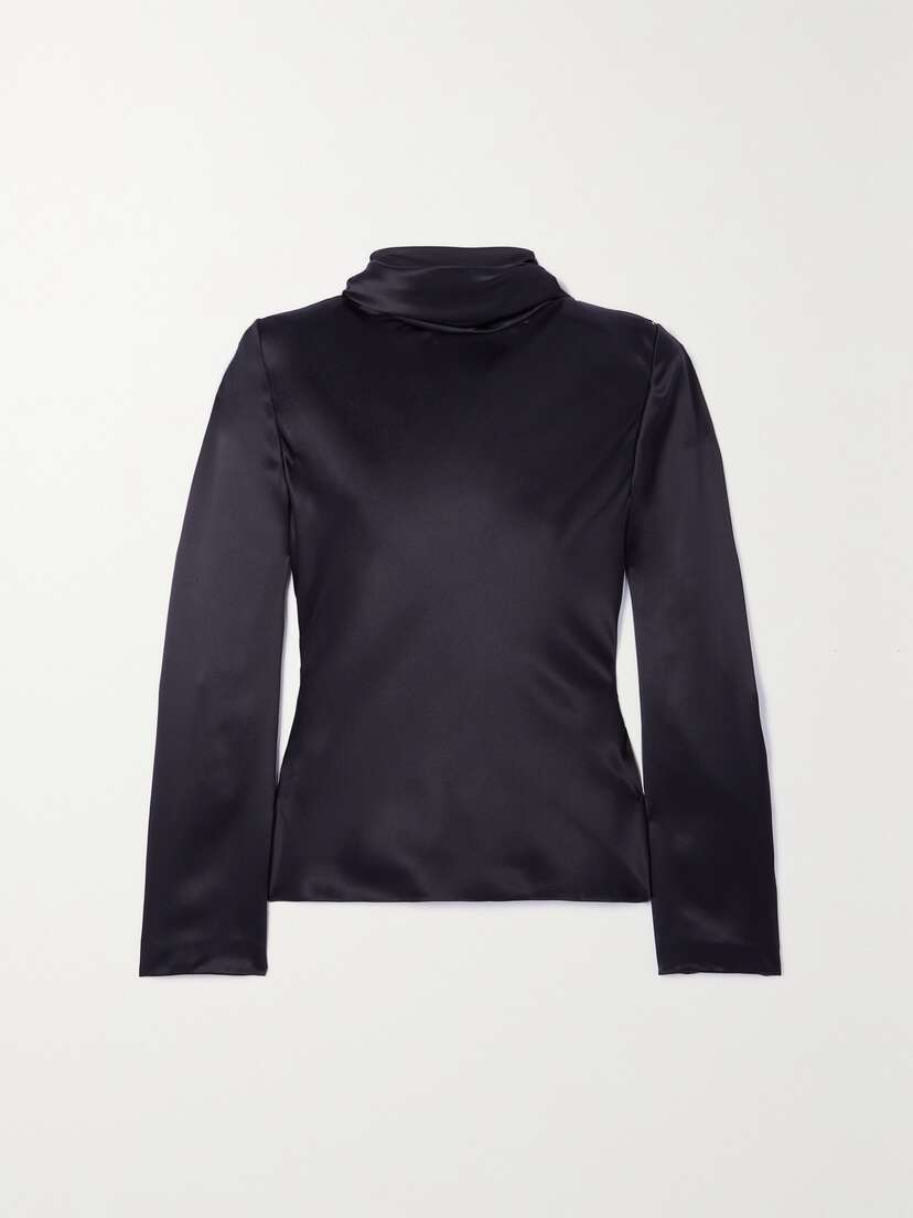 Saint Laurent Open-back Draped Silk-satin Top