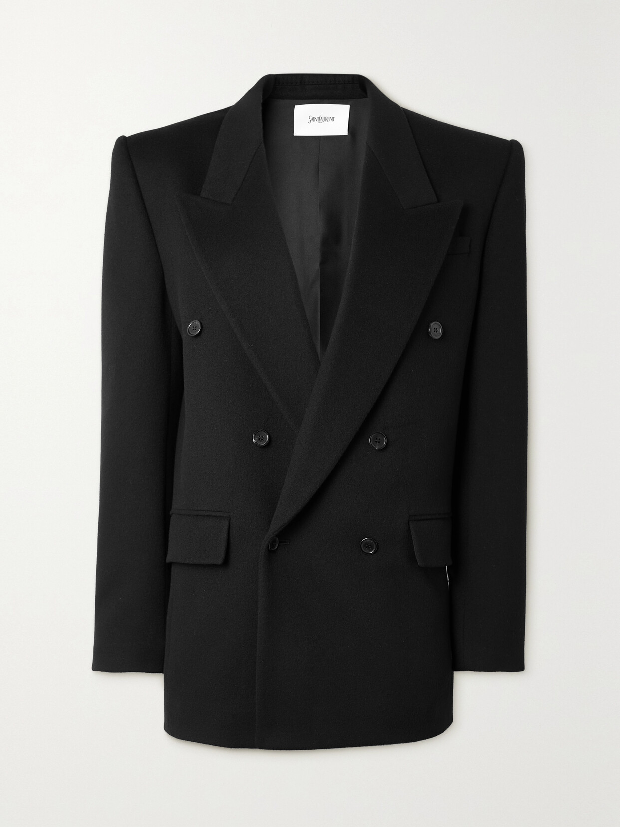SAINT LAURENT Double-breasted Wool And Cashmere-blend Blazer - Black