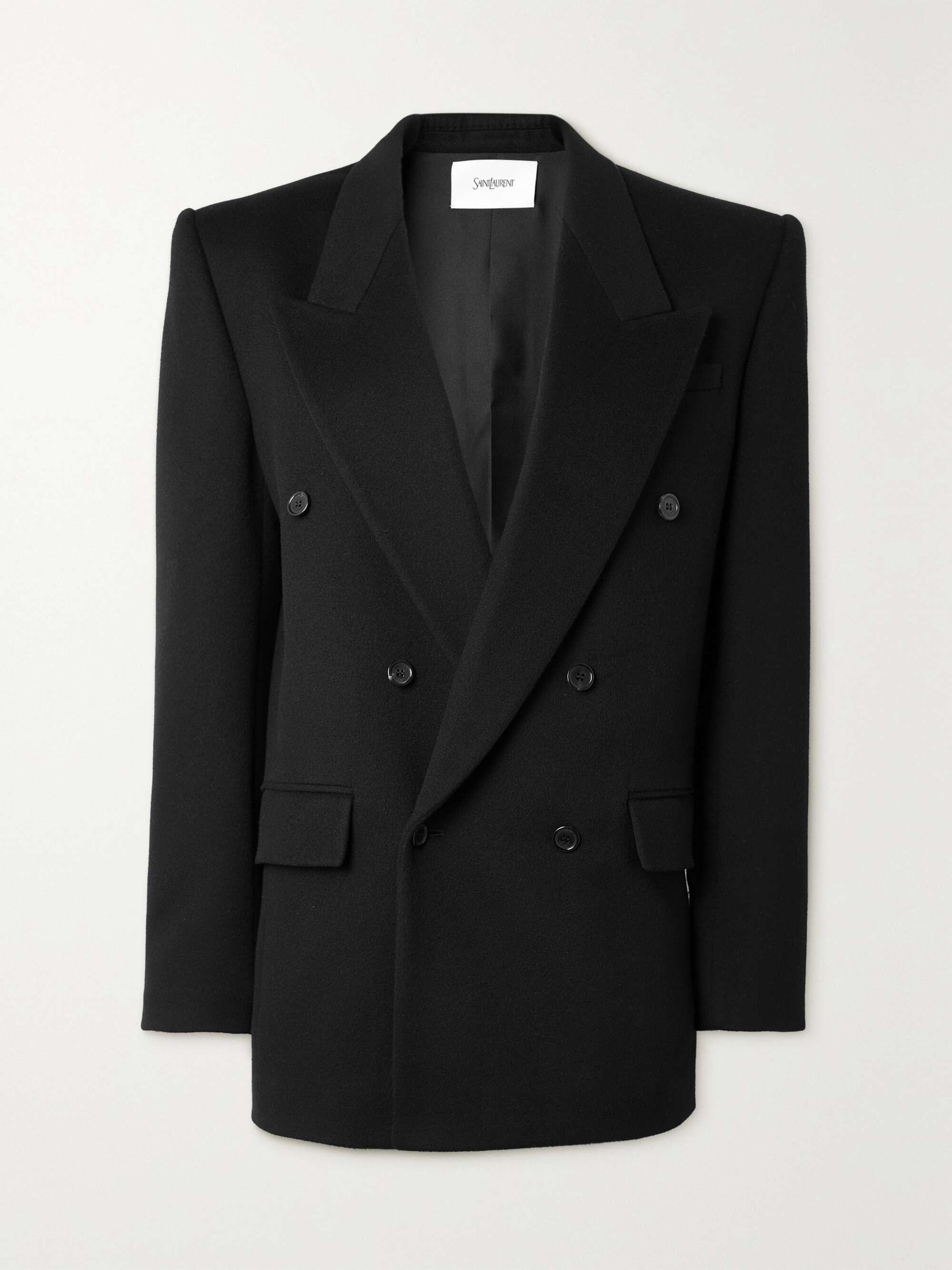 SAINT LAURENT Double-breasted wool and cashmere-blend blazer | NET-A-PORTER