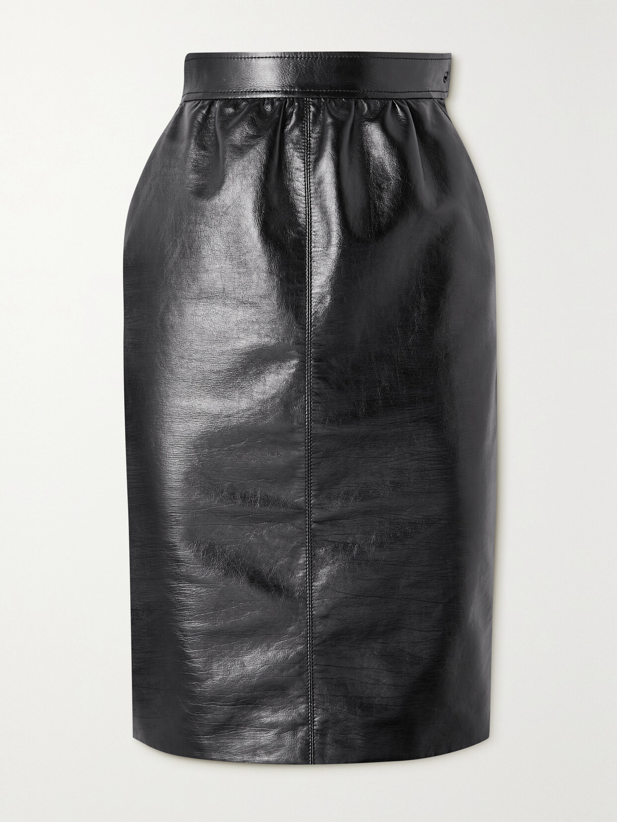 Saint Laurent Leather Skirt In Black