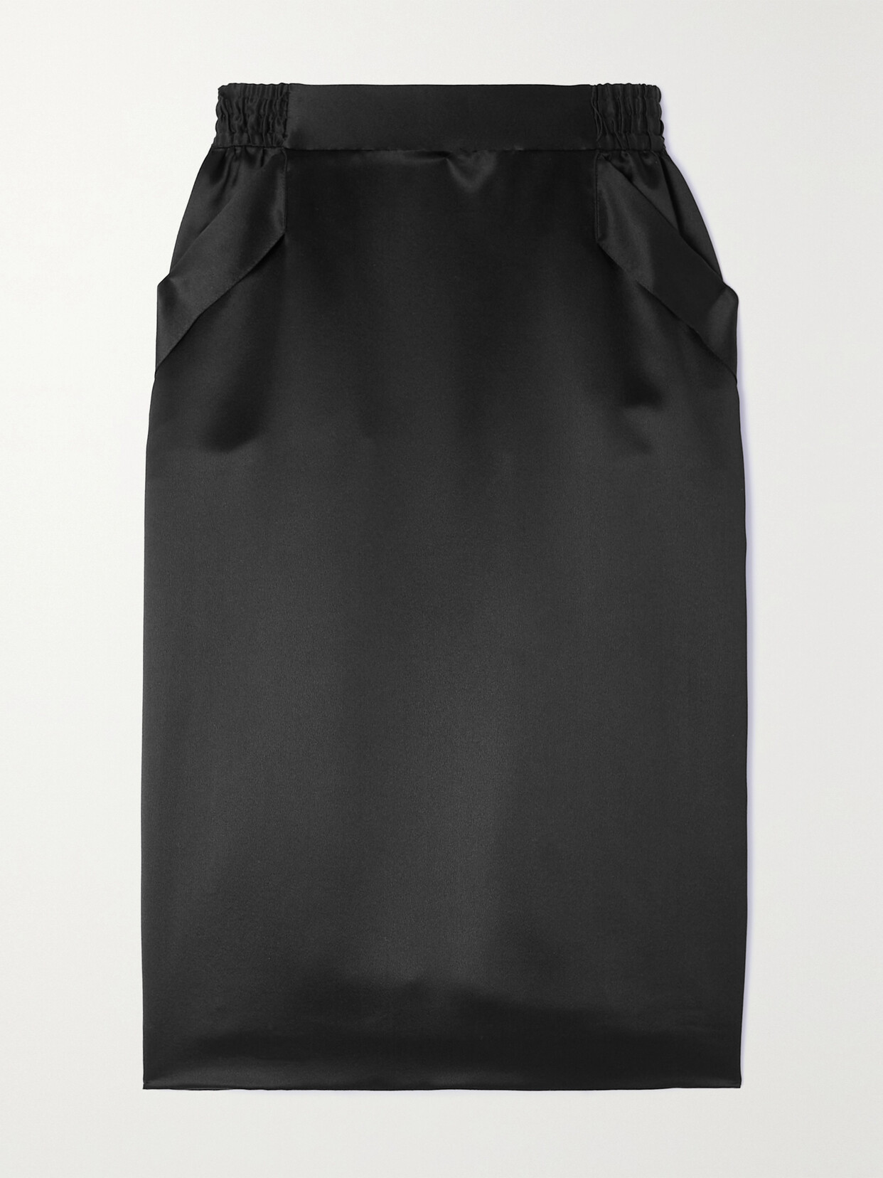 SAINT LAURENT Gathered Silk-satin Skirt - Black